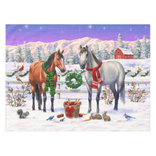 Toalha De Mesa Cavalos de Natal na neve
