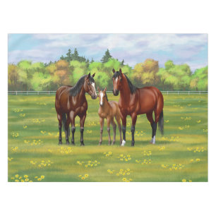 Toalha De Mesa Cavalos De Quarto De Baía Castanha Em Pastas De Ve