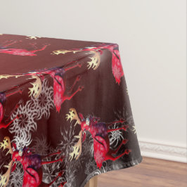 Toalha De Mesa Celebração de Natal Rena Vermelha Elegante