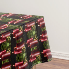 Toalha De Mesa Celebração de Natal Velas Vermelhas Folhas Verdes