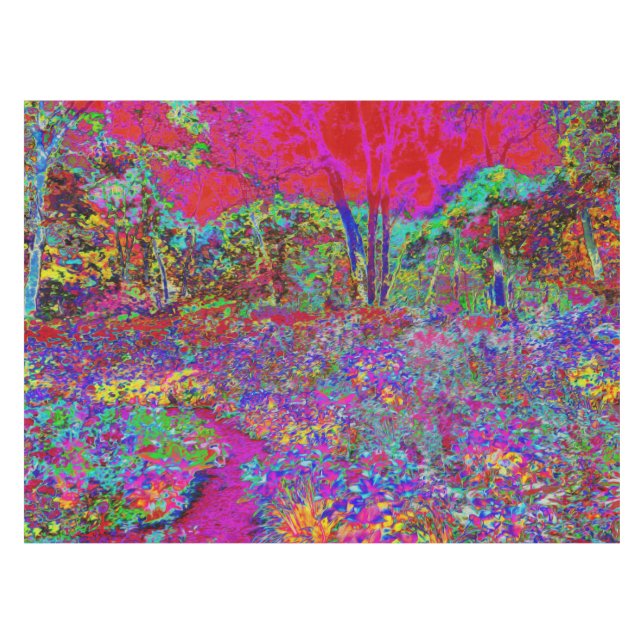 Toalha De Mesa Cena de Jardim Impressionista Psicodélico (Frente (Horizontal))