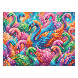Toalha De Mesa Cena de Sonho de Cisne Vibrante – Boho Psicodélico