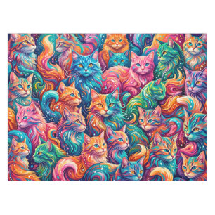 Toalha De Mesa Cena de Sonho de Gato Vibrante – Boho Psicodélico