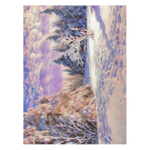 Toalha De Mesa Cenário de inverno com aquarela de árvores nevadas