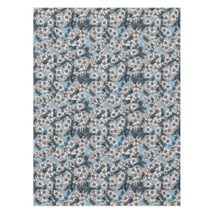 Toalha De Mesa Cereja floresce em branco e azul