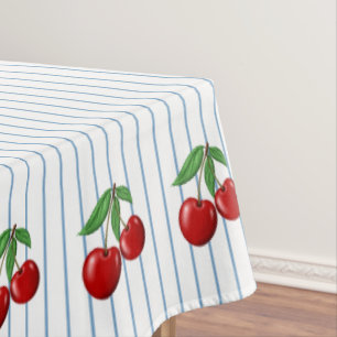Toalha De Mesa Cerejas Vermelhas no Padrão Gráfico de Stripes A