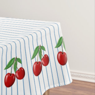 Toalha De Mesa Cerejas Vermelhas no Padrão Gráfico de Stripes A