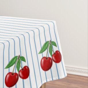Toalha De Mesa Cerejas Vermelhas no Padrão Gráfico de Stripes A