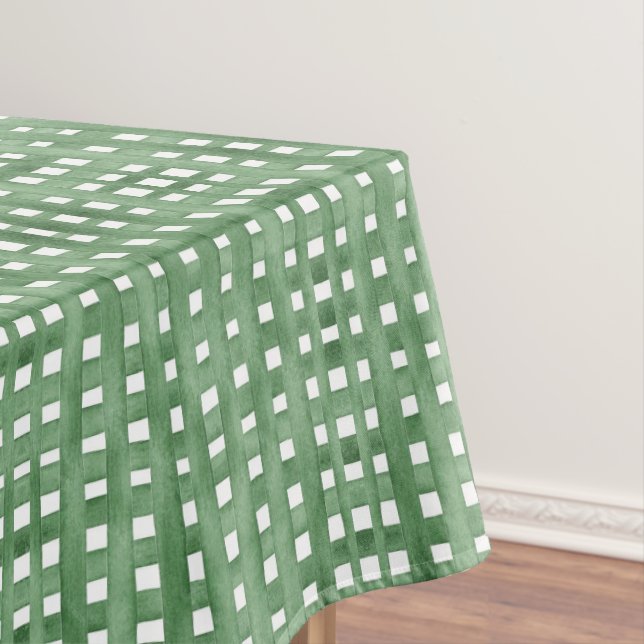 Toalha De Mesa Chá de Bebê Xadrez Aquarela Verde (Posição Original)