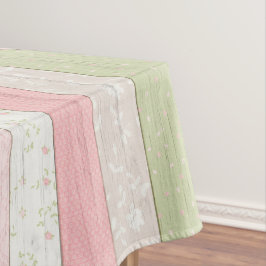 Toalha De Mesa Chá de fraldas de Madeira Verde e Floral Rosa Russ