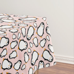 Toalha De Mesa Chá de fraldas de pinguim bonito, garoto azul
