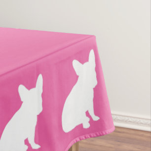 Toalha De Mesa Chá de fraldas francês Bulldog francês cor-de-rosa