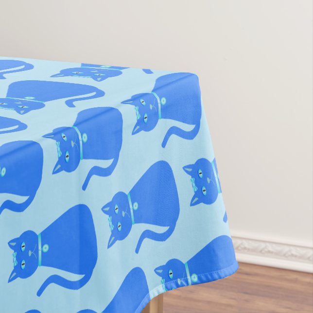 Toalha De Mesa Chá de fraldas Padrão De Gato De Bebê Azul E Bonit (Posição Original)