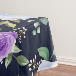 Toalha De Mesa chão floral preto azul roxo e elegante