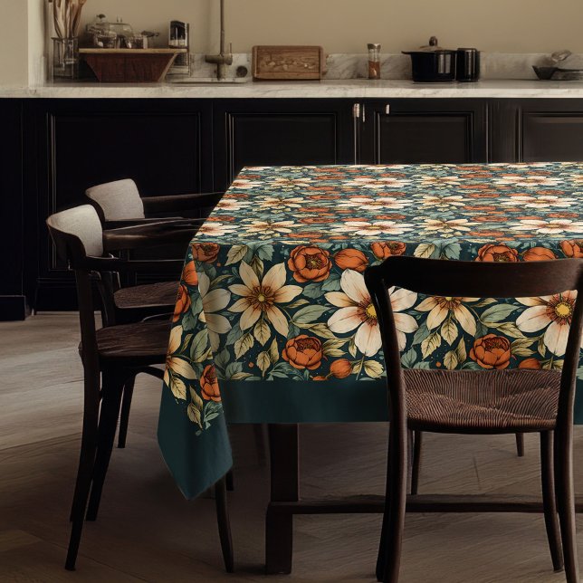 Toalha De Mesa Charmoso terracotta de outono, sage de flores bran (Charming autumn terracotta white flowers sage tablecloth)