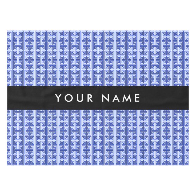 Toalha De Mesa Chave Grega Meander H Blue, Seu Nome Personalizar (Frente (Horizontal))