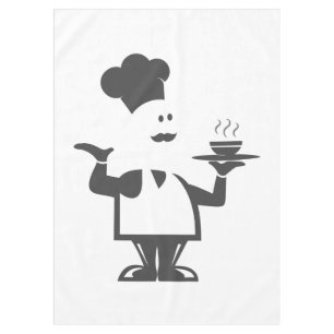 Toalha De Mesa Chef segurando uma tigela de sopa