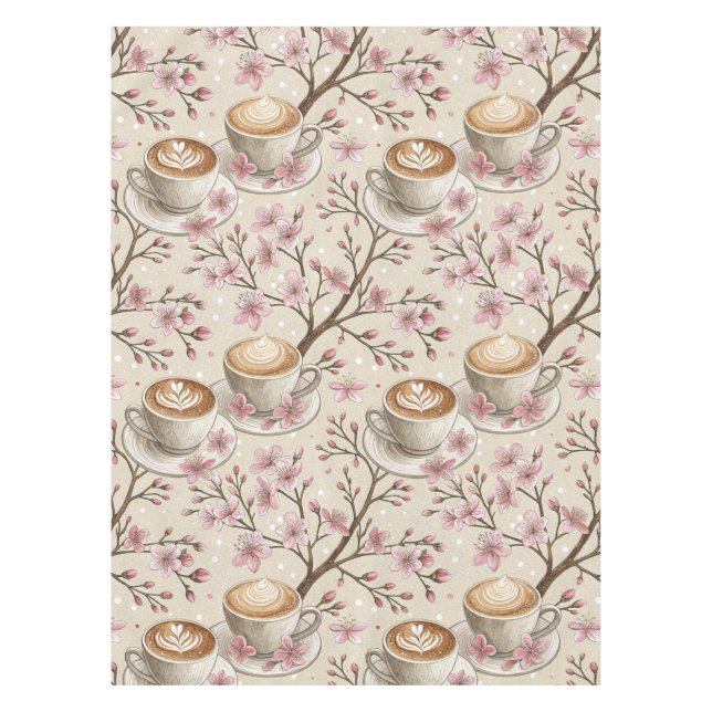 Toalha De Mesa Cherry Blossom Coffee Cozy Pattern (6) (Frente)