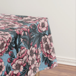 Toalha De Mesa Cherry blossom in pink and blue