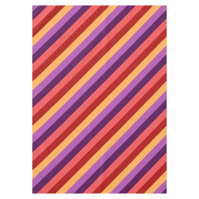 Toalha De Mesa Cherry Red Violet Stripes Medium Tablecloth (Frente)