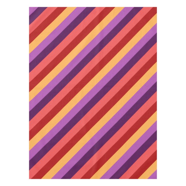 Toalha De Mesa Cherry Red Violet Stripes Pequenas Tablecloth (Frente)
