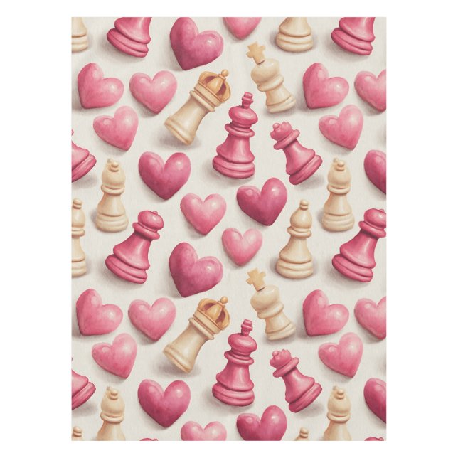 Toalha De Mesa Chess & Hearts Valentines Pattern (Frente)