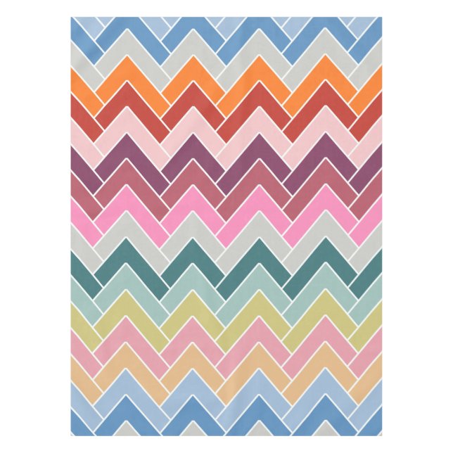 Toalha De Mesa Chevron retrô colorido Zigzag (Frente)