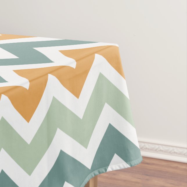 Toalha De Mesa Chevron Zigzag Teal Green Mint Orange (Posição Original)
