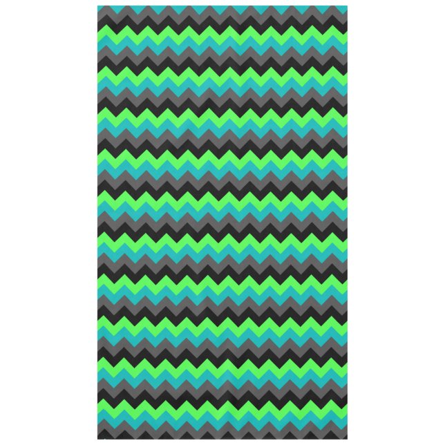 Toalha De Mesa Chevrons Verdes Pretos Grande Tableclota (Frente)