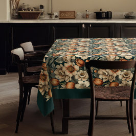Toalha De Mesa Chic fall terracotta ivory flores pastel azul