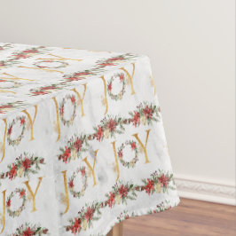 Toalha De Mesa Chic Festivo Joy Red Poinsettia Wreath Natal