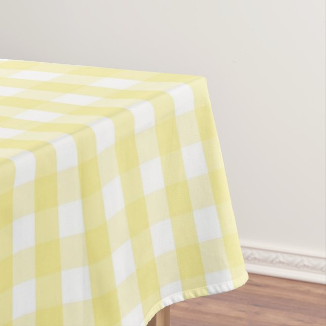 Toalha De Mesa Chic Retro Sunny Yellow Gingham Pattern Spring  (Posição Original)