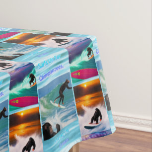 Toalha De Mesa Chimpanzés Surfing Photo Collage, Tablecloth