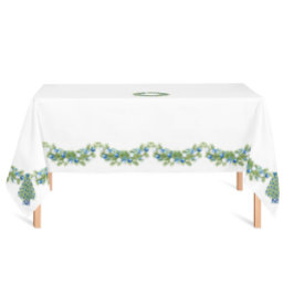 Toalha De Mesa Chinoiserie Azul e Branco de Natal 