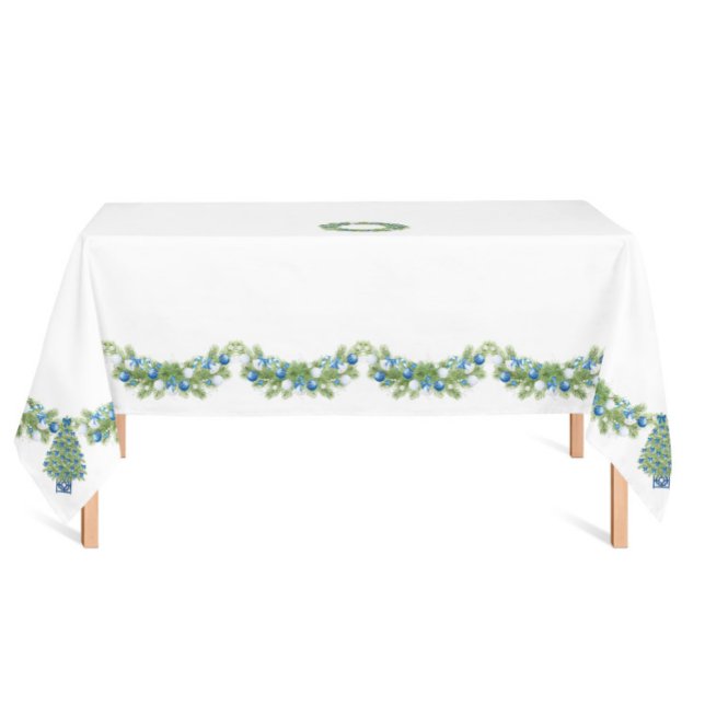 Toalha De Mesa Chinoiserie Blue e White Christmas (Chinoiserie Christmas tablecloth blue and white )