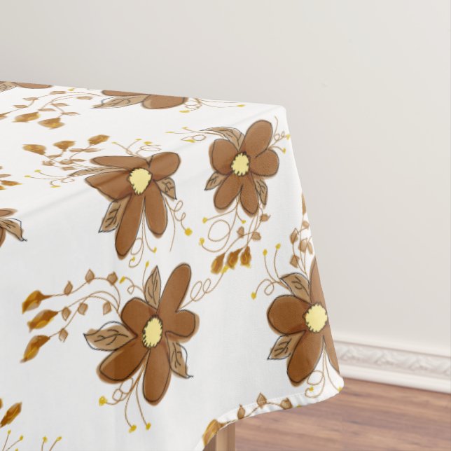 Toalha De Mesa Chocolate Brown Floral Impressão (Posição Original)