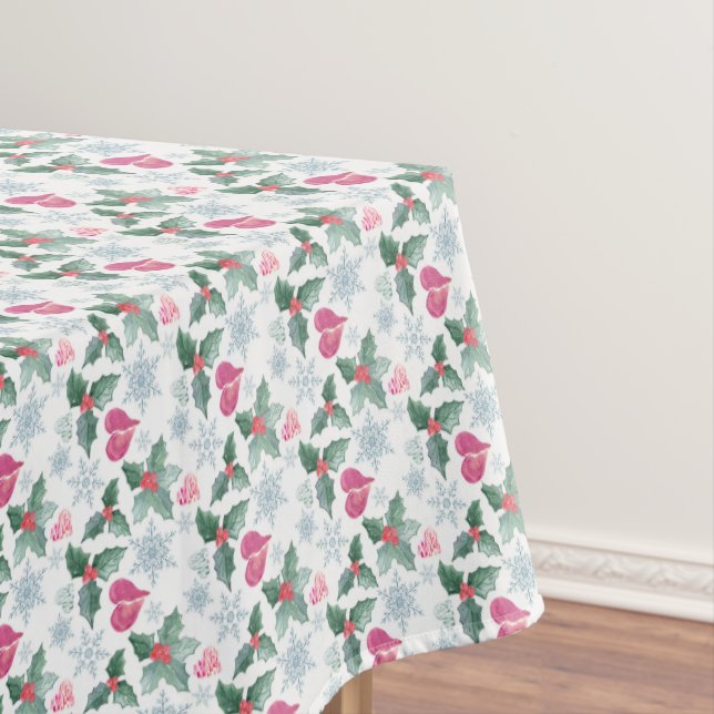 Toalha De Mesa Christmas Snowflakes mistletoe hearts holiday new (Posição Original)