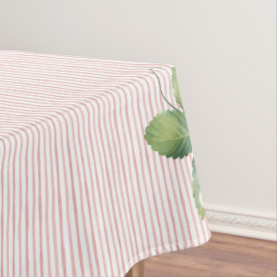 Toalha De Mesa Chuva de Bebê Floral Listrada de Morango Rosa