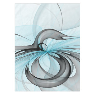 Toalha De Mesa Cinza Antracite Arte Fractal Azul Moderna