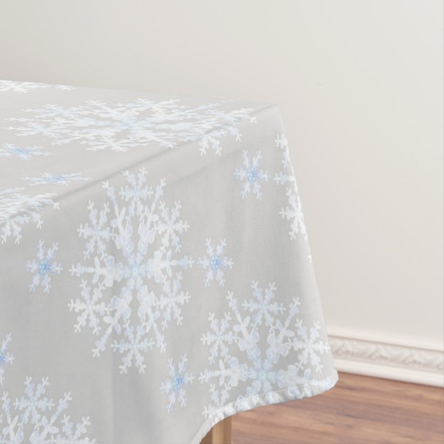 Toalha De Mesa Cinza Branca de Flocos de Neve (Posição Original)