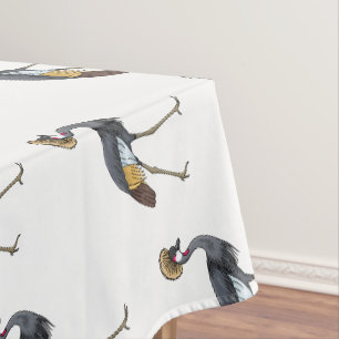 Toalha De Mesa Cinza de desenho animado de pássaros com guindaste