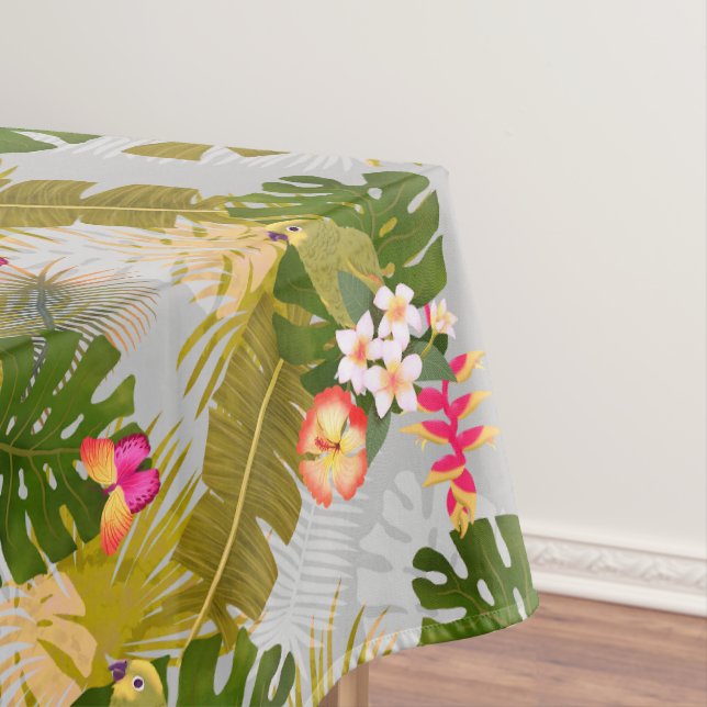 Toalha De Mesa Cinza de Jardim de Folhagem Tropical (Posição Original)