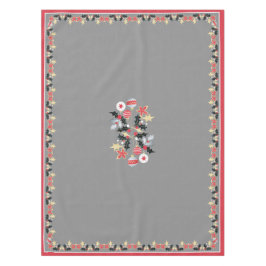 Toalha De Mesa Cinza de ornamentos Dourados e Prateados de Feriad