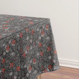 Toalha De Mesa Cinza e Padrão Floral Laranja Sutil Boho Chic