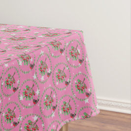 Toalha De Mesa Cinza Estrela Vermelha Rosa Robin Wreath Natal