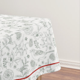 Toalha De Mesa Cinza/Natal Natural Branco e Fronteira Vermelha Ca