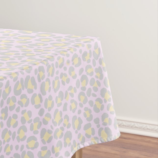 Toalha De Mesa Cinza rosa-do-pasto-leopardo amarelo (Posição Original)