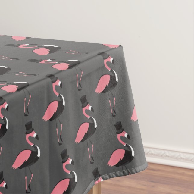 Toalha De Mesa Cinza Rosa Flamingo Tuxedo Diversão Tablecloth Ani (Posição Original)