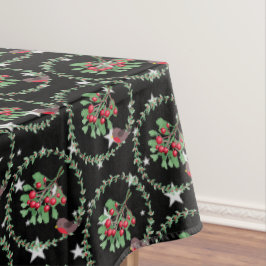 Toalha De Mesa Cinza Star Black Red Robin Wreath Natal