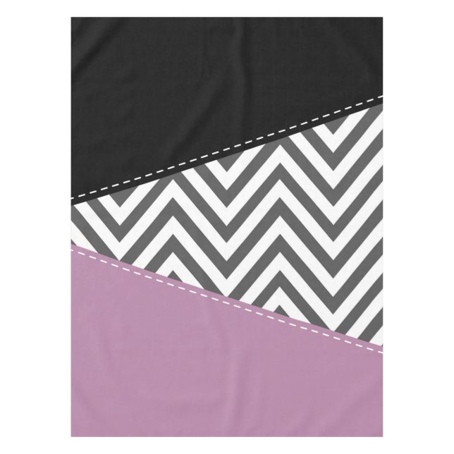 Toalha De Mesa Cinza Zigzag, Cinza Chevron, Zigzag Patterno, Roxo (Frente)